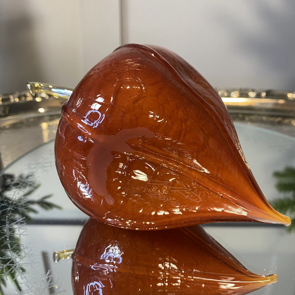 Hand Blow Heavy Glass Fall Colors Decor Orange Color Fruit Art Studio Signed - Picture 2 of 9